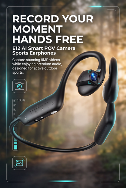 NOVARA Smart Headset – Hands-Free 8MP Camera, Open-Ear Audio & AI Assistant