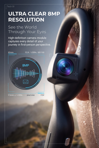 NOVARA Smart Headset – Hands-Free 8MP Camera, Open-Ear Audio & AI Assistant