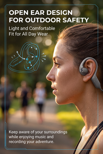NOVARA Smart Headset – Hands-Free 8MP Camera, Open-Ear Audio & AI Assistant